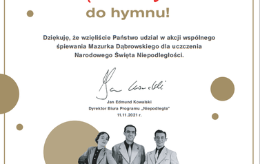 Podziękowania niepodległa do hymnu