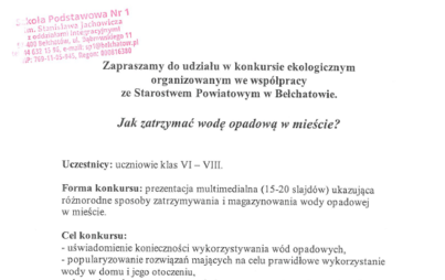 Zdjęcie do Konkurs ekologiczny "Jak zatrzymać wodę opadową w mieście?"