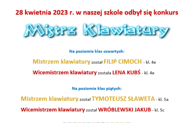 Zdjęcie do Wynki Konkursu "Mistrz Klawiatury"