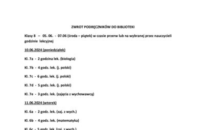 Zdjęcie do Harmonogram zwrotu książek i podręcznik&oacute;w