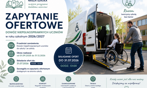 ZAPYTANIE OFERTOWE NA DOWÓZ UCZNIÓW NIEPEŁNOSPRAWNYCH NA ROK SZKOLNY 2026/2027